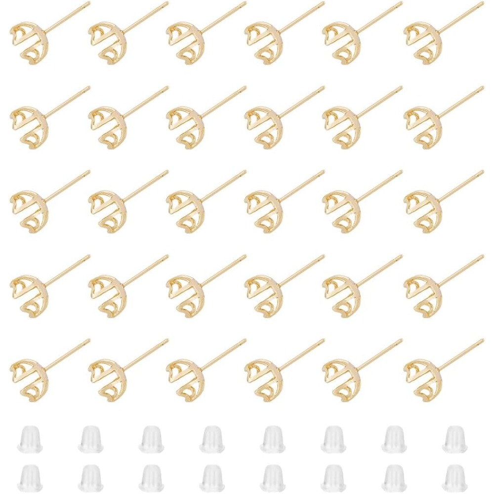 Pearl Stud Earrings - 30 peças brinco montagem 4 coração