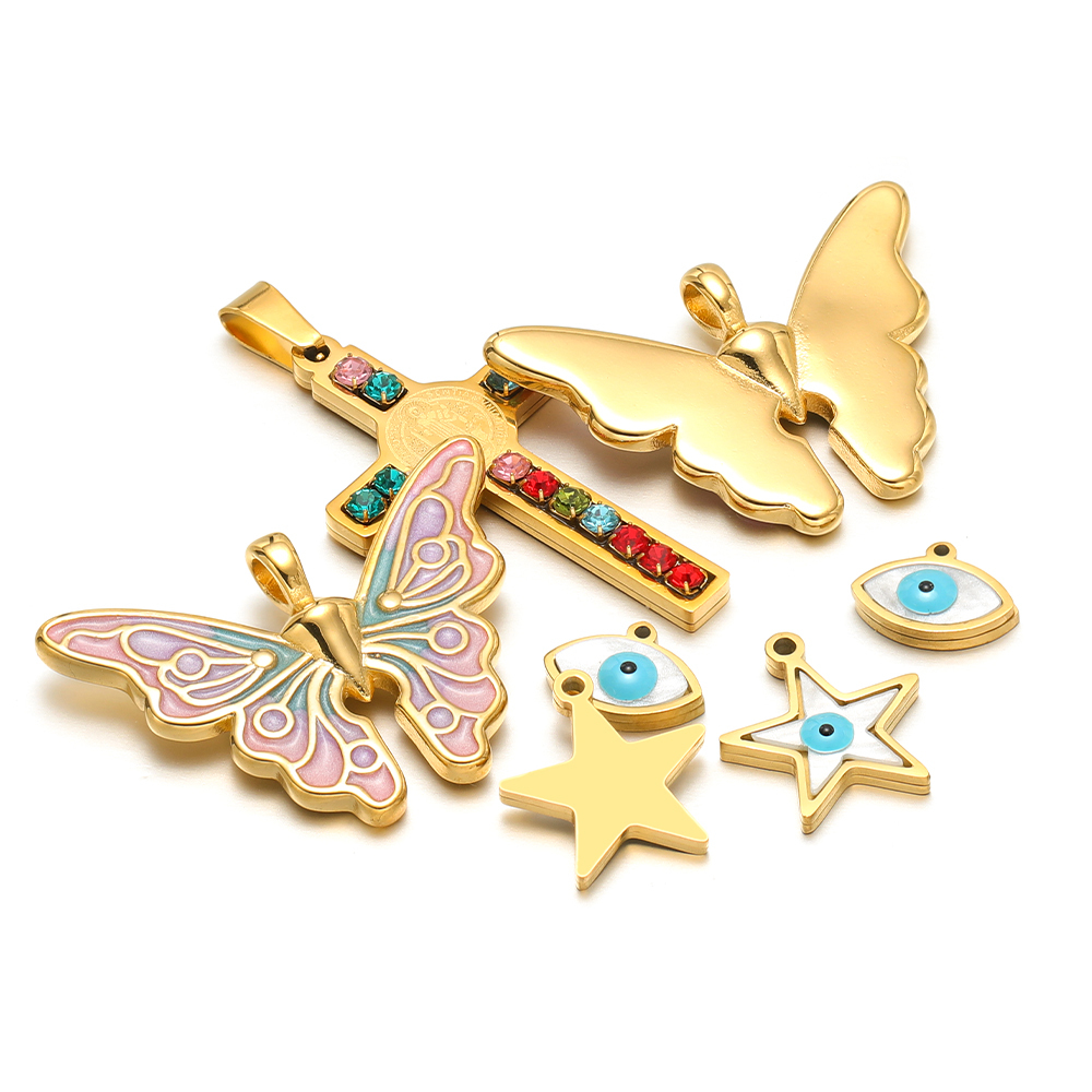 Butterfly Pendant Necklace - 5 pçs/lote aço inoxidável esmalte estrela