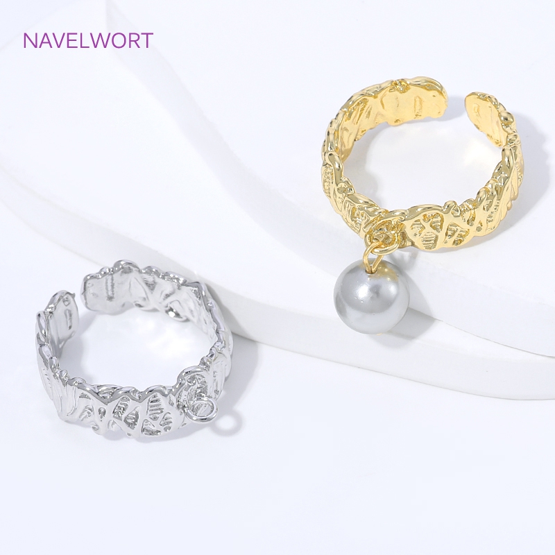 Gold Plated Ring - Anéis abertos com listras em latão