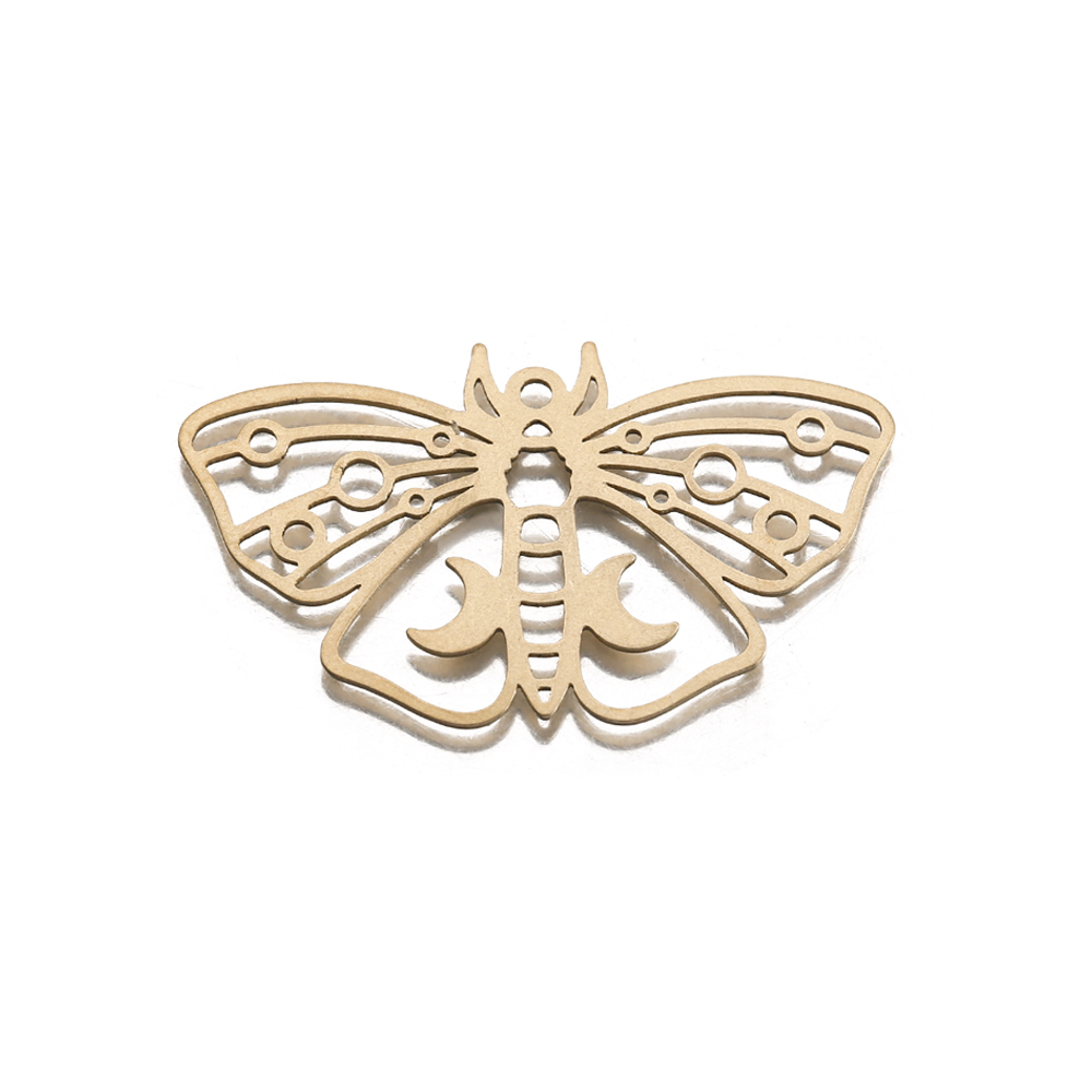 Butterfly Pendant Necklace - Brass Moth Borboleta Encantos com Lua,