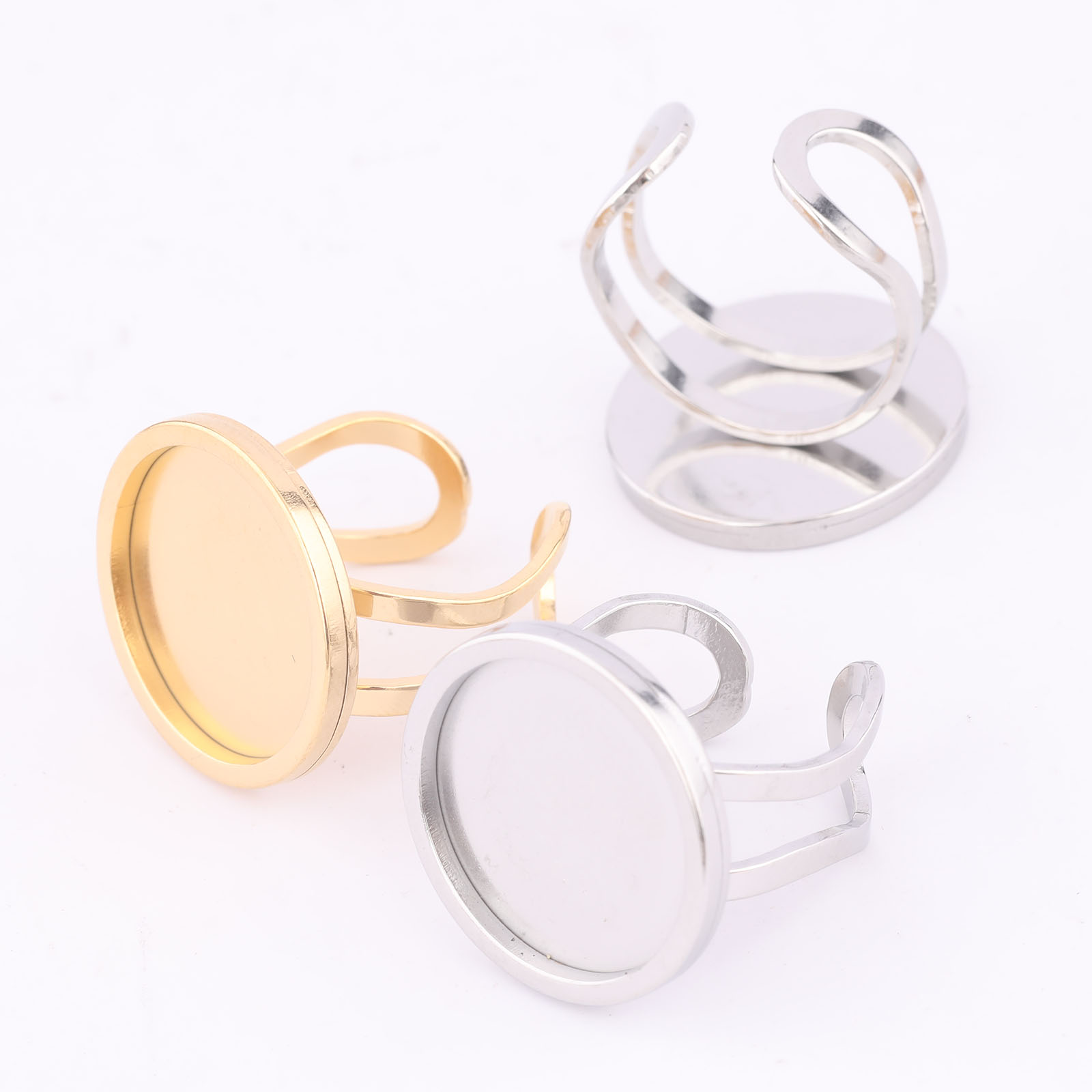 Gold Plated Ring - Anel cabochão redondo de 18mm, 5