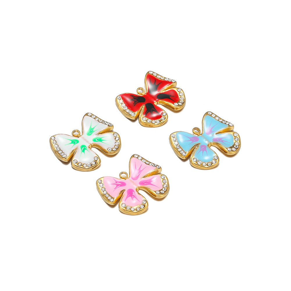5 pçs esmalte borboleta encant - Butterfly Pendant Necklace avaliação e preço
