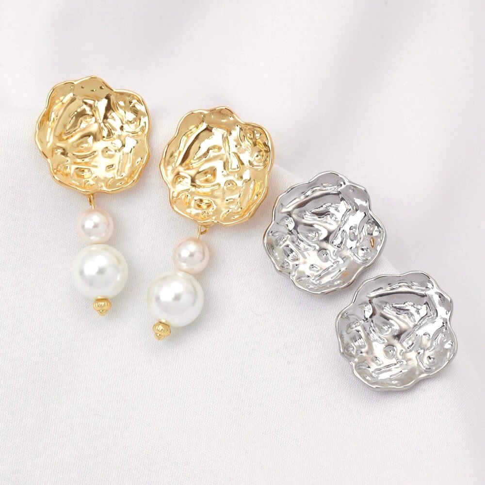 2 peças de brincos de flor pli - Pearl Stud Earrings avaliação e preço
