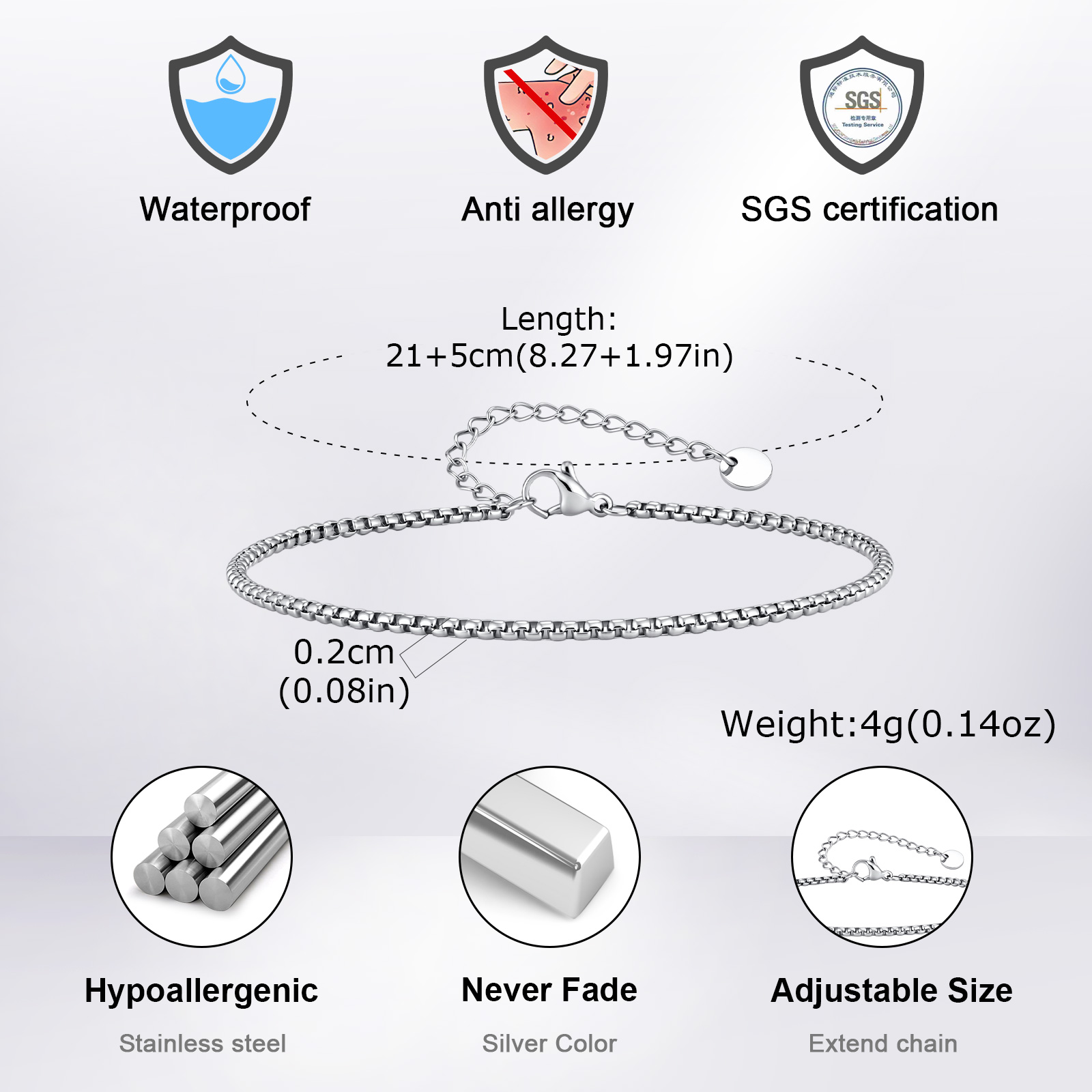 Tornozeleira Vnox de Aço Inoxi - Jc Jewelry & Watches Reviews avaliação e preço