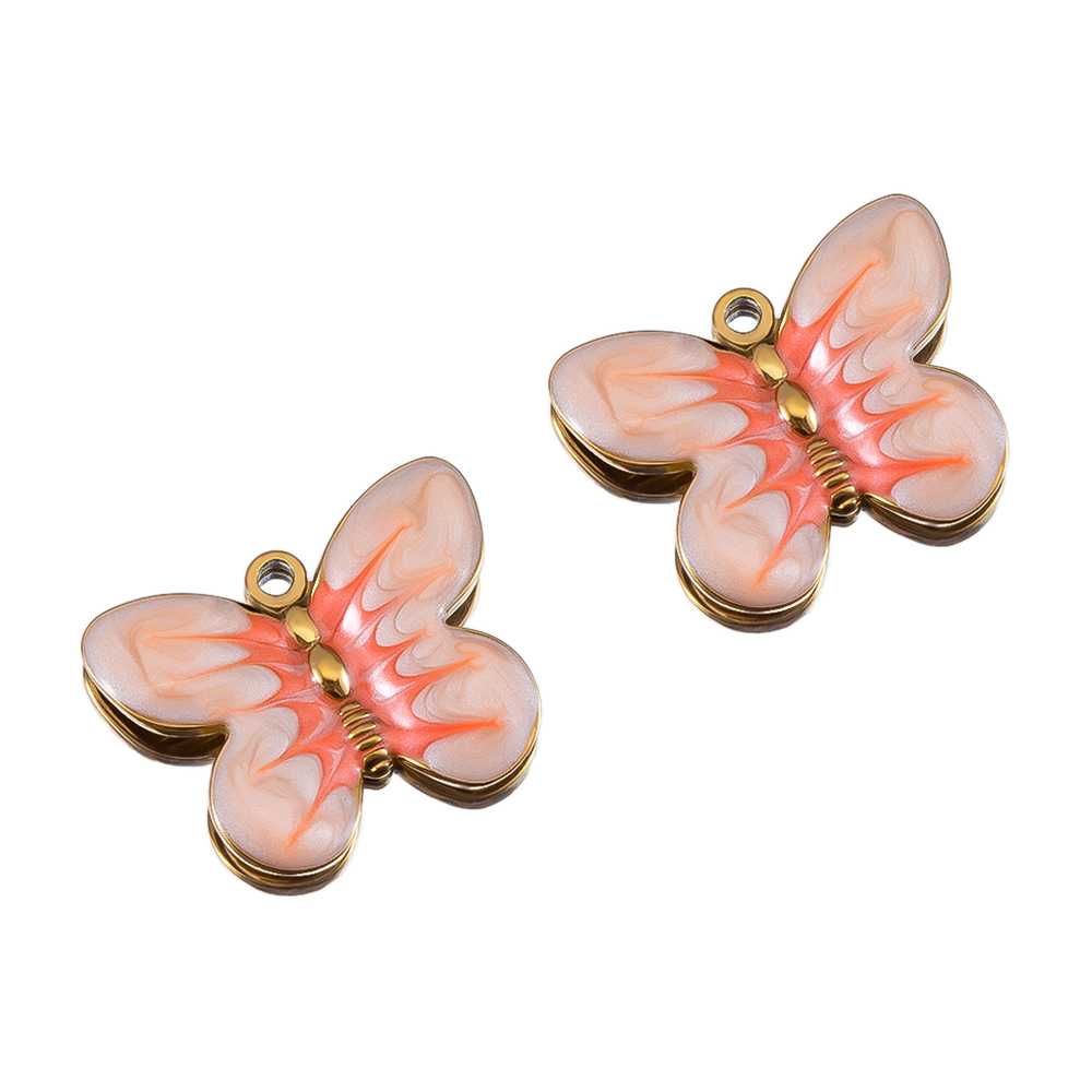 2 pçs de aço inoxidável esmalt - Butterfly Pendant Necklace avaliação e preço